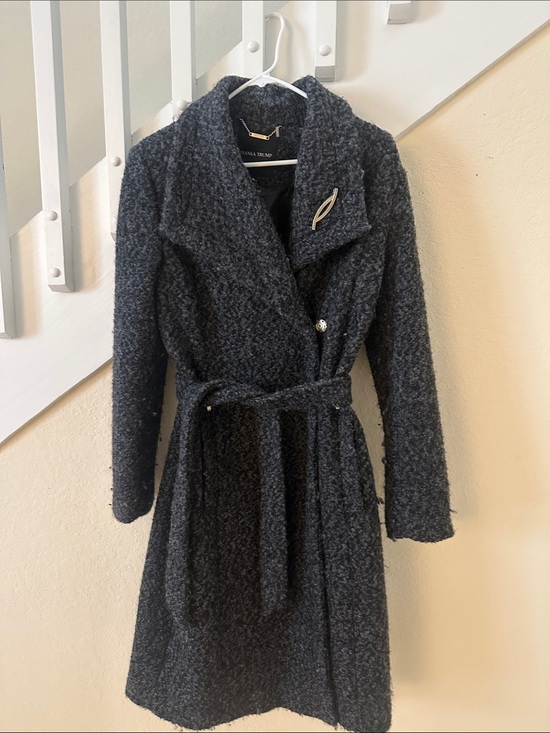 Ivanka Trump Jackets & Blazers - Ivanka Trump Charcoal Textured Wrap Trench Coat